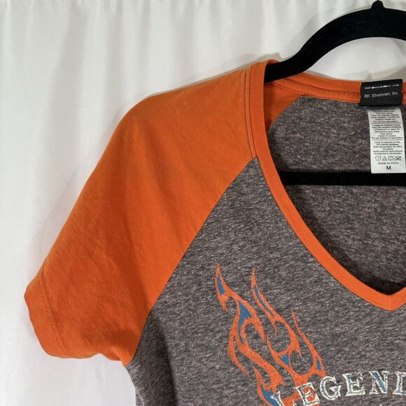 Harley Davidson Shirt Women's medium Heathered Grey Orange Short Sleeve Cotton - Picture 3 of 9
